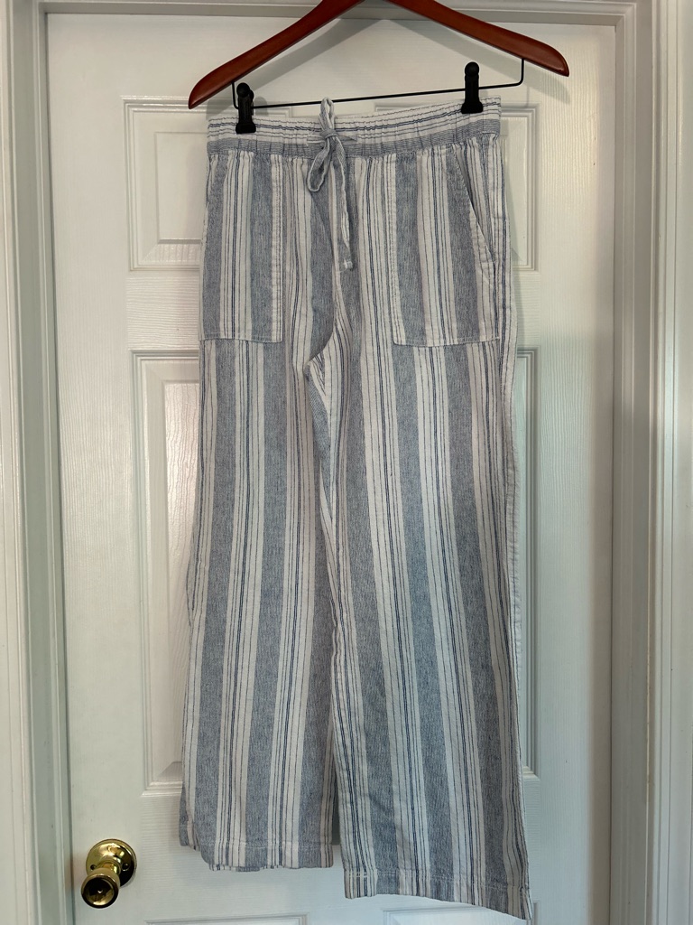 Gap Blue & White Striped Easy Pull-On Wide Leg Pants